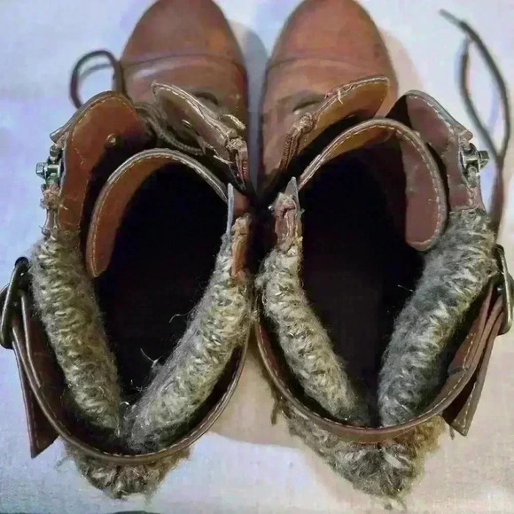 SO Authentic American Heritage Womens Ankle Combat Boots Sweater Lace Up Tan - Picture 12 of 16